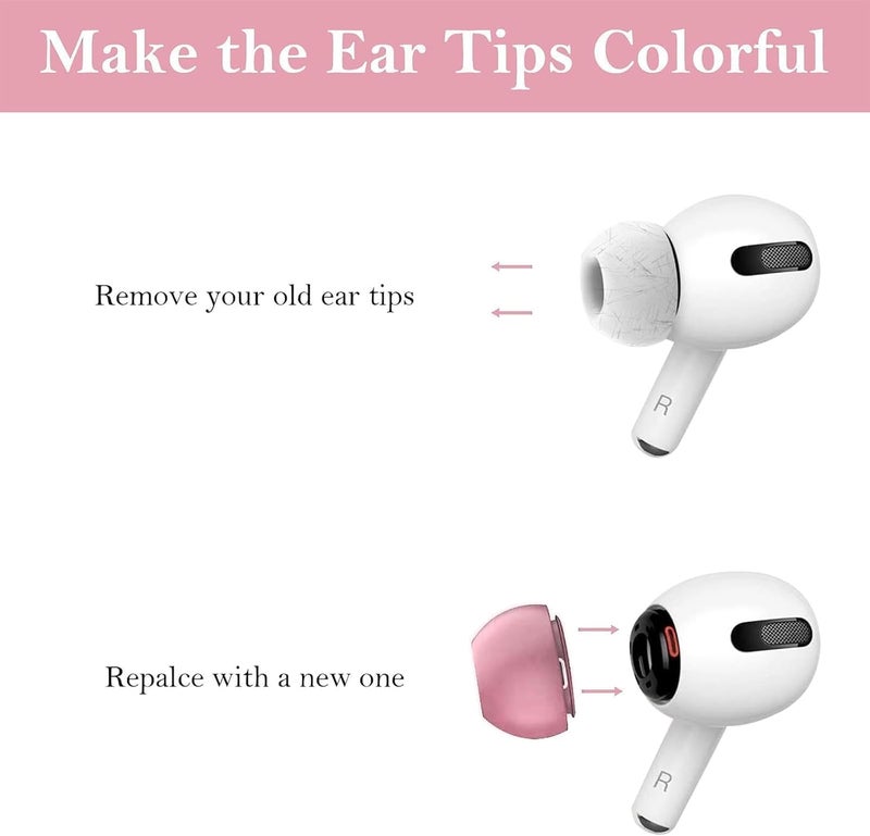Vsagier 4 Pairs Replacement Ear Tips for AirPods Pro for AirPods Pro 2 with Noise Reduction Hole, Non-Slip Soft Silicone Ear Tips for AirPods Pro and Fit in The Charging Case(XS/S/M/L) Sakura Pink - Image 2